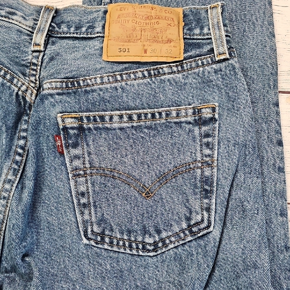 Levi's 30x32 Vintage Straight Blue Jeans, Button Up - Picture 11 of 14